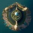 megalopolis floating in the sea with waterways inside BAmboo mushroom butchers architecture voronoi dome overall view of idea organic house in raw earth majolica dancing water in mystical fountains 