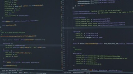 Tilt down of lines of computer code on screen