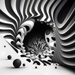 black and white large psychedelic visuals creative expressive detailed stylized anatomy highquality digital art 3D rendering stylized unique awardwinning Adobe Photoshop 3D Studio Max VRay playful 