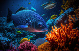 Fototapeta  - ryba wśród rafy koralowej