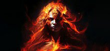 Fire Element Woman Goddess Fantasy Human Representation. Generative AI Model