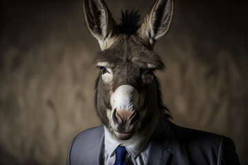 Wall Mural - portrait of a donkey in a suit