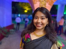 Portrait Of A Teenage Girl Wearing Traditional Sari At Night