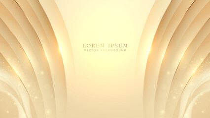 Wall Mural - luxury background with golden lines and light shiny with curve shape, and glitter light effect decor