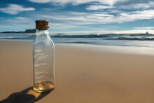 浜辺に置かれたボトル　with Generative Ai