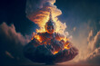 Beautiful Buddhist ancestral cloud is floating in the sky. Generative AI. Buddhist illustration.