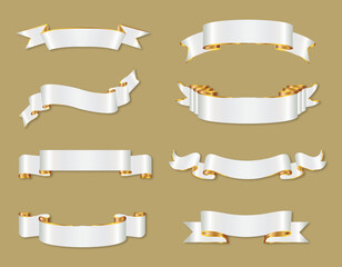 set ribbon silver color collection ribbon illustration vector eps10. christmas ribbon with shadow, x