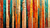 Fototapeta Boho - Mayan style wood Artistic colors illustration Generative AI Content by Midjourney