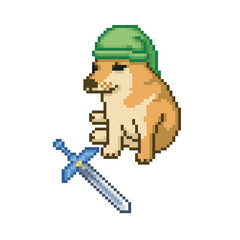 Wall Mural - Hero dog, pixel art meme