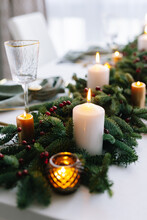 Christmas Interior Celebrate Candle Decoration Fir Twig