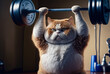 Cat lifting weights. Generative AI