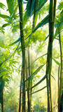 Fototapeta  - Bamboo Forest Tunnel Landscape Concept Map illustration Generative AI Content by Midjourney