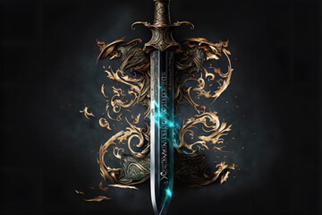 Wall Mural - beautiful magical fantasy sword created using AI Generative Technology