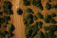 Aerial Of Army Tank During Training Exercises In West Texas, Ft. Bliss, El Paso, TX.