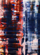 Abstract Oil Painting Of Red And Blue Tones