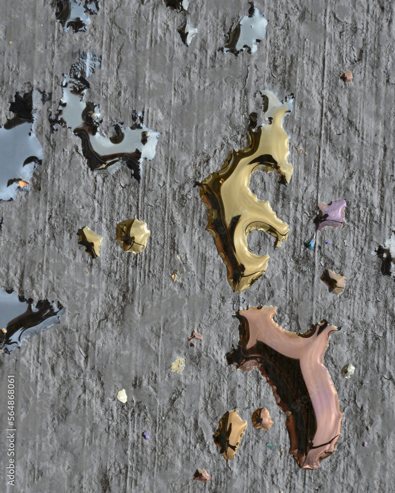 colors oil dripping black pavement reflecting afternoon light Stock ...