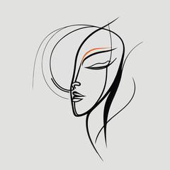 Wall Mural - Hand painting abstract of woman face in clean and minimalism art isolated