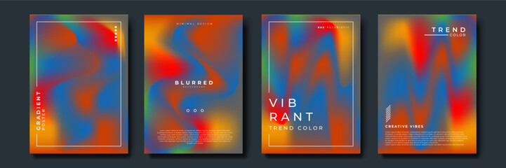 Wall Mural - Set of abstract soft blurred gradients background graphic design template for brochure, banner, wallpaper, mobile screen, annual report.