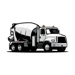 Canvas Print - concrete mixer truck  construction vehicle illustration logo vector