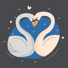 Canvas Print - cute swans couple lovers