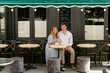 couple having coffee in Paris