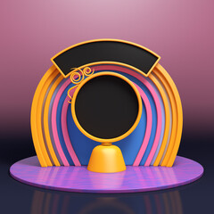 Fototapete - Abstract Minimal Realistic Geometric Cartoon Pedestal Podium Set, Promotion Display for Product Showcase. 3d Rendering