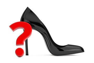 Aufkleber - Black High Heels Wooman Shooes with Red Question Mark. 3d Rendering