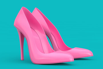 Aufkleber - Pink High Heels Wooman Shooes in Duotone Style. 3d Rendering