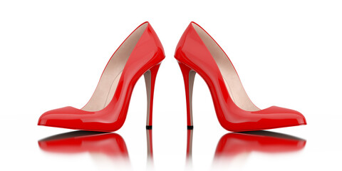 Aufkleber - Red High Heels Wooman Shooes. 3d Rendering