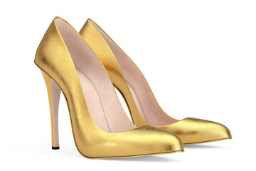Aufkleber - Golden High Heels Wooman Shooes. 3d Rendering