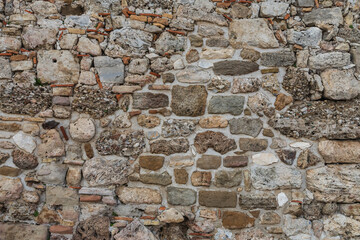 Wall Mural - Background of brown-gray stone wall  . Pattern of slate wall texture and background