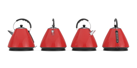 Poster - Modern Red Electric Kitchen Kettle. 3d Rendering