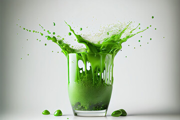 illustration of fresh spirulina smothie with water splash on white background