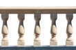 Classic white marble railing of a balcony. Isolated image