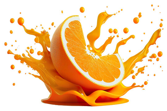 Wall Mural -  - orange with orange juice splash
