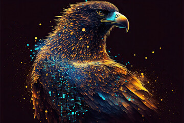 digital eagle, circuit board computer, Generative AI