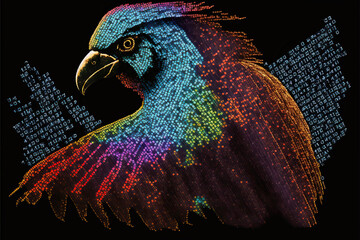 Wall Mural - an illustration of a beautiful digital parrot, Generative AI