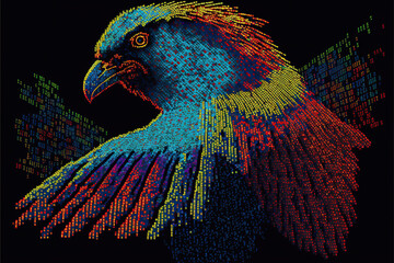 Sticker - digital colorful parrot logo, Generative AI