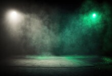 Illustration Of Spotlights Shine On Stage Floor In Dark Room, Idea For Background, Backdrop, Mock Up	

