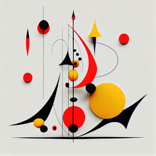 White Background. China New Year In The Style Of Miro And Alexander Calder