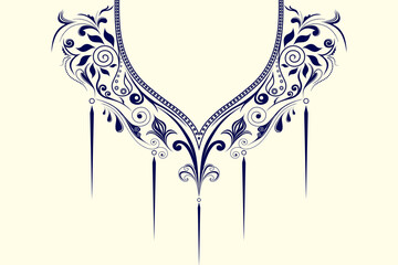 Ethnic Neck Collar Embroidery for fashion and other uses in vector. Geometric oriental pattern ethnic traditional flower necklace embroidery designs for fashion clothes, t-shirts in tribal style.