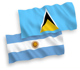 Wall Mural - Flags of Saint Lucia and Argentina on a white background