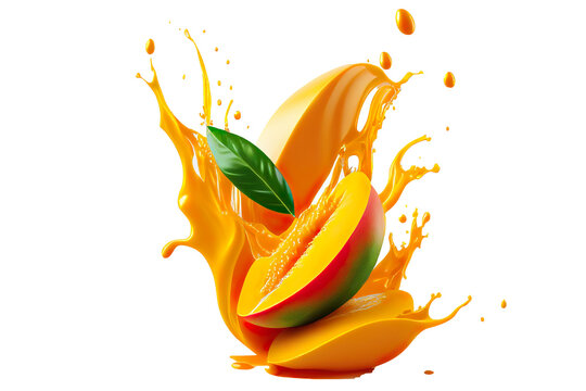 Wall Mural -  - mango with mango juice splash