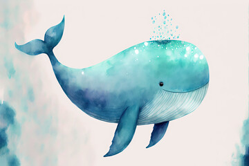 Whale - Watercolor (Generative AI Art)