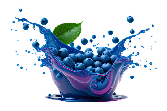 Wall Mural -  - blueberries with juice splash