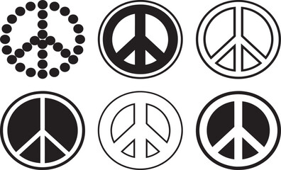 Wall Mural - Collection of different peace signs isolated on white