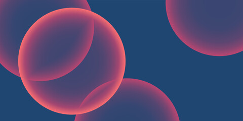 Wall Mural - dark blue background, header or banner design with large red and purple overlaying globes, bubbles p