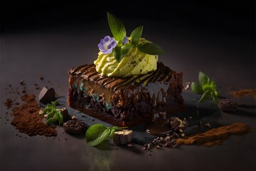 Poster - brownie with pistachio ice-cream