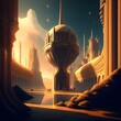 futuristic city golden city ivory stone streets glowing white city 