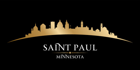 Saint Paul Minnesota city silhouette black background